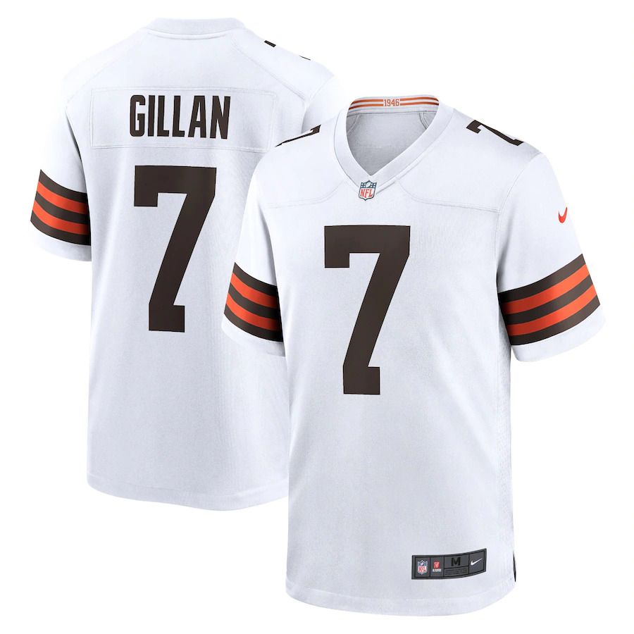 Men Cleveland Browns #7 Jamie Gillan Nike White Game NFL Jersey->->NFL Jersey